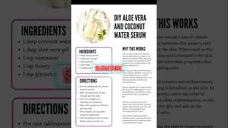 DIY AlOE VERA AND COCONUT WATER SERUM #skincare #skin #glowingskin #beauty #face #diy #use #shorts