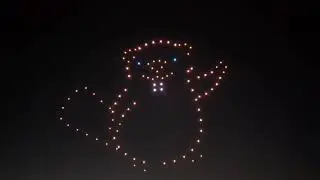 Canada Day Drone show at Waterloo Community Picnic event in Waterloo Park, Ontario Canada