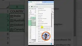 How to know countries information in excel #excel #tricks #tutorial #tips #education #shorts #yt