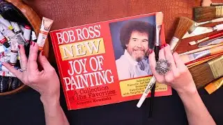 ASMR Bob Ross Painting Page Brushing Sounds on Paper Book Flip Through Very Relaxing and Calm Sleepy