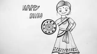 Happy Bihu Drawing || How To Draw Bihu Festival Drawing || Step By Step || Pencil Art