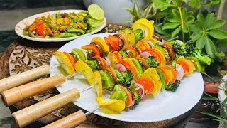 Veggie skewers | Colourful Veg Skewers Recipe | Zero Oil | Weight loss recipe | #barbecue #healthy 