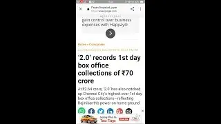2.0 - 1st Day Box Office collection Review , (world wide)