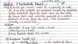Unit-1: Turbulent Flow Numerical|Hydraulics BE Civil 4th Sem. Purbanchal University|PoU TU KU 