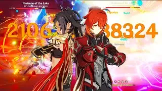 Diluc & Dehya UNITE vs 3M HP Ninianne of the Lake | 4.0 Genshin Impact