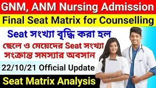 ANM, GNM Nursing 2021 Revised Seat Matrix by WBJEEB | Female & Male Setas For Online GNM Counselling