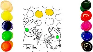 Peppa and George Enjoy Delicious Ice Cream &ndash; Fun Coloring for Kids and Toddlers