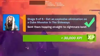 Get an explosive elimination on a Cube Monster in the Sideways Fortnite