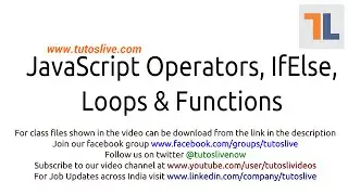 JavaScript Operators Control Structures Loops Functions By Tutoslive