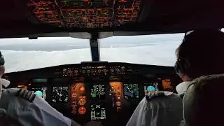 Air Greenland Airbus 330, flightdeck view landing CPH