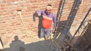 Concrete hand mixing sand cement