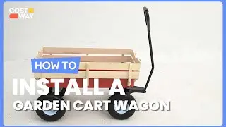 How to Install the Outdoor Pulling Garden Cart Wagon with Wood Railing | TL30087 #costway #howto