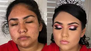 Quincea&ntilde;era Make over - Quinceanera Makeup - Cut crease - Rose Gold Eyeshadow - Before and After