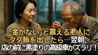 『金がない』と震える老人にタダ飯を出したら…翌朝、店の前に黒塗りの高級車がズラリ！#ドラマ