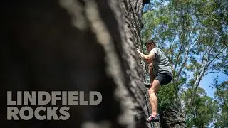 Climbing the Blank Wall, Lindfield Rocks, North Sydney
