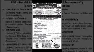 NIOS  Vocational Courses Admission 2024