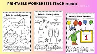 Happy New Year 2025 Music Coloring by Note Worksheets