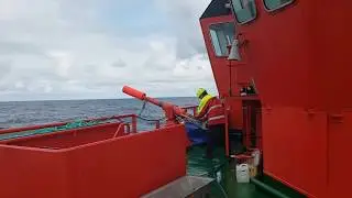 Harpoon cannon at Ship / North Sea