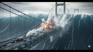 DISASTER of the century: mega-tsunami triggered by earthquake wiped out the coastline. Short AI film