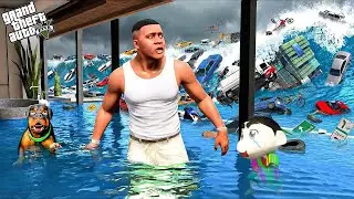 Franklin's House Destroyed by Giant Tsunami in GTA 5 | SHINCHAN