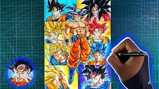 Как нарисовать Гоку Все трансформации😱 [Dragonball]