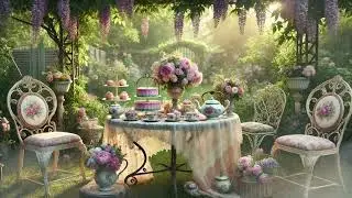 Cozy Victorian Garden Tea Party | Relaxing Shabby Chic Outdoor Ambience with Nature Sounds