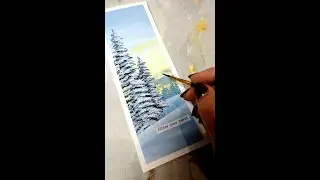 Winter ❄️ pine trees bookmark | Acrylic painting