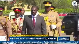 President Ruto performs a parade inspection at the Chiefs&rsquo; & Assistant Chiefs&rsquo; Graduation, Embakasi