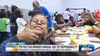 Maytag Brand volunteers serve 300 children with a Thanksgiving meal at Boys and Girls Club