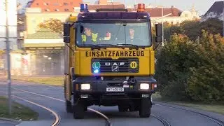 GefKW Polizei Wien + R&uuml;stwagen (RW) der Wiener Linien auf Einsatzfahrt