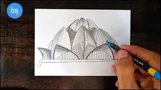 How to draw a lotus temple step by step | Lotus temple drawing | lotus temple drawing  | Mr US ART