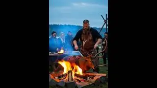 🦌 Stag Roast: Viking Chef Fire-Cooks a Giant Stag Feast | Epic Outdoor BBQ 🔥🍖 Part 35
