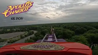 Apollo's Chariot - Busch Gardens Williamsburg B&M Hyper Coaster - Front and Back Row POV [4K]