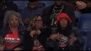 A New Orleans Pelicans fan creeps out fellow fans with his jumbotron celebration