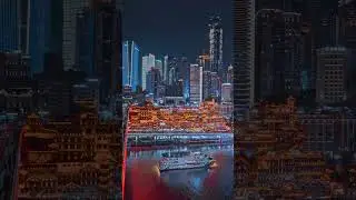 Cyberpunk City Chongqing's Aerial View, China