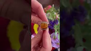FANTASTIC VINTAGE STERLING SILVER VERY RARE MEN AMBER RING 💍👌