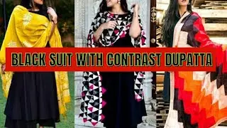 Black suit with contrast dupatta || black plain suit contrast dupatta || #FashionandDesign