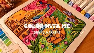 Color with Me ASMR 🐻🌇 Coco Wyo Coloring Book | Ohuhu Markers | Relaxing Adult Coloring