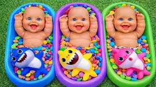 3 Colorful BathTubs Challenge! 🍬 Crunchy Candy & Water Sounds ASMR