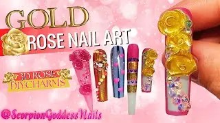 Ep. 0403 | Gold Rose & Bling Nail Design | DIY Nail Decals + Medium Length Scorpion Goddess Nails