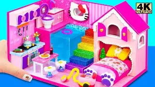 Как сделать розовый домик Hello Kitty со спальней для двоих ❤️ Миниатюрный домик из картона своими