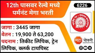 12th Pass Railway  Jobs । RRB NTPC Recruitment 2024 | Ticket Clerk Jobs | Accounts Clerk Jobs