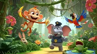 Jungle Police vs Cheeky Monkey | Fun Animal & Adventure Song for Kids, Nursery Rhymes & Baby Music 🐒