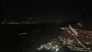 Flair Airlines night time landing at Vancouver