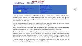 Tiếng Anh 8 - Tuần 10 - Unit 5: Study Habits