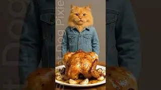 Cat Mukbang Whole Roast Chicken!🍗😸