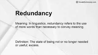 Redundancy Meaning