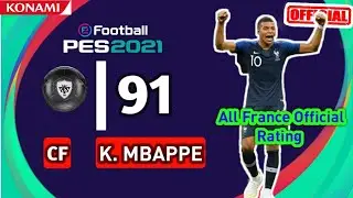 PES 2021 ALL FRANCE PLAYERS OFFICIAL  RATING | PES 2021 PLAYERS OFFICIAL RATING