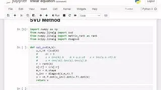 Solve Linear Equations in Python using SVD, Singular Value Decomposition