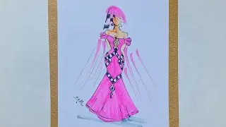 SSM Fashion 2025: Bold Pink Geometric Gown | Runway Evening Dress for Red Carpet & Galas